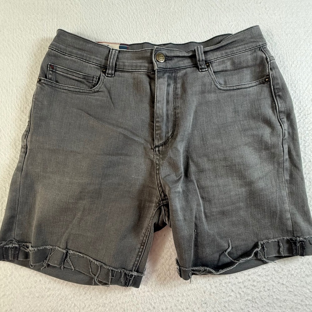 Marine Layer Original Slim Shorts Mens 33x6 Raw Hem Frayed Denim Gray